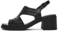 DERIMOD Zwarte Leren Sandalen Met Middelhoge Hak - Maat 40