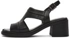 DERIMOD Zwarte Leren Sandalen Met Middelhoge Hak - Maat 40