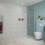 Fortifura Galeria inloopdouche - 70x200cm - ribbelglas - wandarm - mat wit