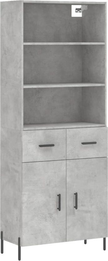 vidaXL - Hoge kast - 69,5x34x180 cm - bewerkt hout - betongrijs