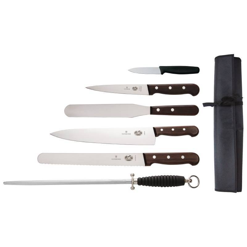 Victorinox Rosewood 6-delige messenset met 25cm koksmes