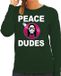 Bellatio Decorations Shoppartners Bv Hippie jezus Kerstbal sweater / kersttrui peace dudes groen voor dames - Kerstkleding / Christmas outfit XXL