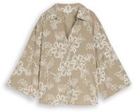 Tom Tailor Oversized blouse met bloemenborduursels - Maat 46 - olive white big flower design