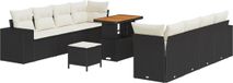 vidaXL Tuinbank Set Zwart/Crèmewit Polyrattan
