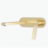 EMKE Wastafelkraan voor badkamer, modulair, messing, champagnegoud, keramische cartridge, beluchter en waterbesparend, 288 x 210 x 70 mm, eenvoudige installatie, modern design