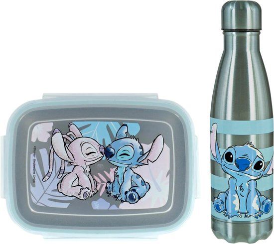 4KidsOnly Undercover Gmbh Lilo & Stitch Lunchset - Aluminium Lunchbox - Aluminium Drinkfles
