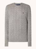 Ralph Lauren Cable Knit Cashmere Blend Sweater with Logo Embroidery