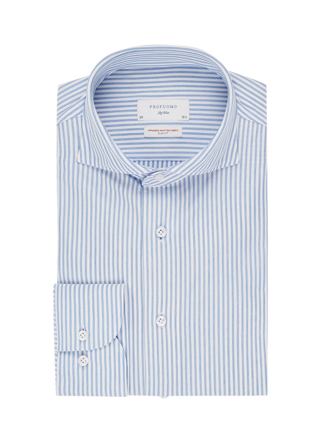 Profuomo Japanese Knitted slim fit overhemd met streepprint 8719064742383