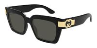Gucci GG1689S Lunettes de soleil papillon pour femme en noir avec verres gris, 54mm