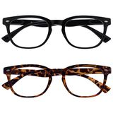 Leesbril Gregory Peck Leesbril Zwart & Bruine Schildpad Lezers 2 Stuks Mannen Vrouwen Scharnieren Veer RR14-12T +2,50
