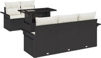 vidaXL Tuinbank Set 6-zits Zwart Polyrattan