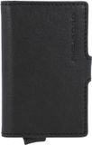 Piquadro Black Square Credit Card Holder Case Metal Black