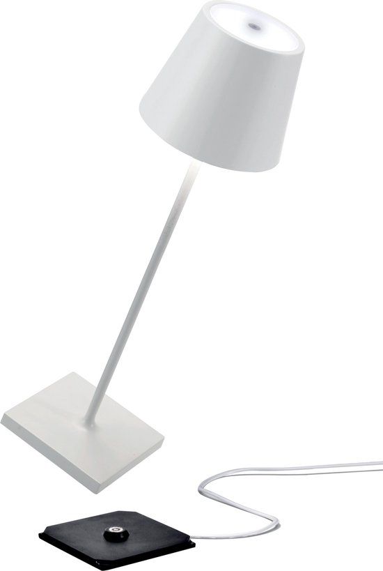 Zafferano Poldina Pro Tafellamp - Oplaadbaar - Wit - LED - Dimbare Buitenlamp