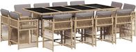 vidaXL 13-delige tuinset met kussens, polyrotan, gemengd beige
