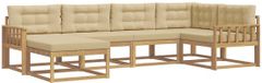 vidaXL - Hoek loungeset - 6 zitplekken - Polyester - Wit en Beige