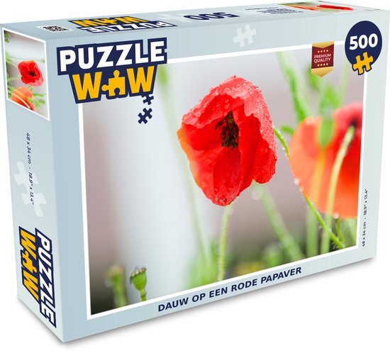 MuchoWow Puzzel Dauw op een rode papaver - Legpuzzel - Puzzel 500 stukjes - Sinterklaas cadeautjes - Sinterklaas voor grote kinderen