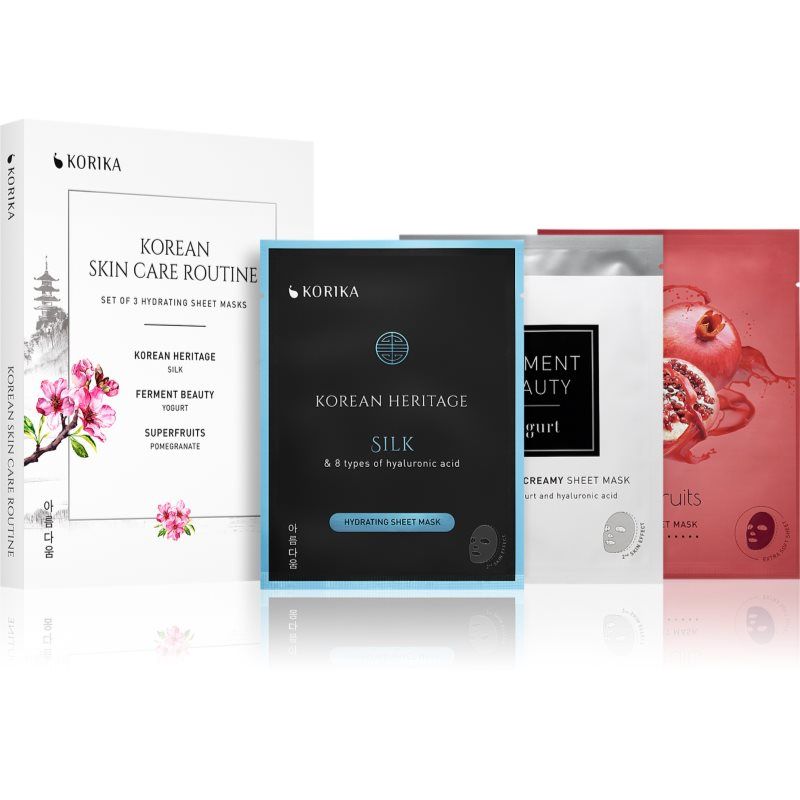 Korika Korean Skin Care Routine Set Of 3 Hydrating Sheet Masks