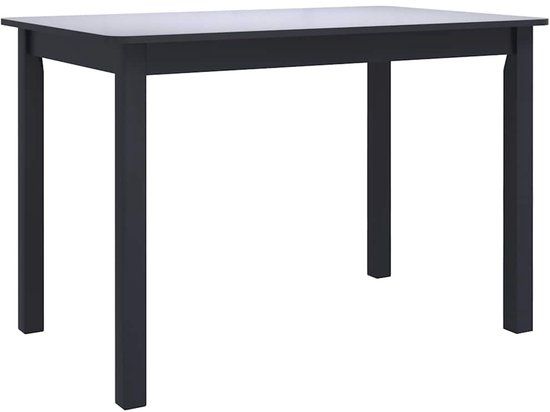 vidaXL Eettafel 114x71x75 cm Massief Rubberwood Zwart