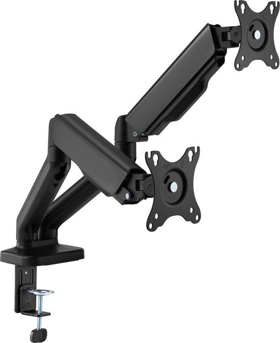 Allteq Dubbele monitor arm | Draaibaar | Kantelbaar | Max. 9 kg | 17-32 inch | Zwart