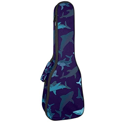 Mersov Panda Mersov Concert Ukelele Rugzak, Heavy Duty Ukelele Case Bag met Opslag, Sopraan Concert Tenor Ukelele 10MM Gewatteerde Tas Haaien Zee Oceaan