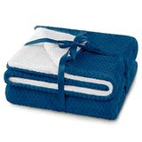 AmeliaHome Knuffeldeken 220x240 cm delicate stiksels Sherpa lamsvel look woondeken Shleepy Indigo