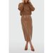 JOSH V Cognac Imitatieleren Midi Kokerrok met Split