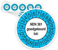 Merkloos / Sans marque Ricard Keuringsstickers NEN 361 Goedgekeurd tot 2027 | 50 stuks, Ø 35 mm | Buiten Blauw