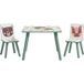 Ensemble de salon pour enfants de 3 à 8 ans, table et deux chaises vertes avec motif d'animaux