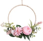 Ibenzoa® Stijlvolle Deurkrans met Pioenrozen en Eucalyptus voor Elk Seizoen, 40 cm, Geschikt voor Binnen en Buiten