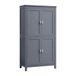 VASAGLE Meuble de salle de bain, meuble de rangement, 4 portes | Armoire haute, style ferme, avec étagères réglables, pour cuisine, gris ardoise, collection Helan BBC552G01