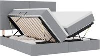 vidaXL - Opbergbed - met hoofdeinde - Lichtgrijs - 200 x 200 cm - Stof