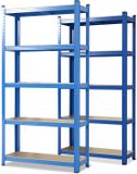 FLOORDIREKT Lakota Rekken voor zwaar gebruik - Set van 2 - Aanpasbaar - Blauw - 150 x 75 x 30 cm