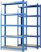 FLOORDIREKT Lakota Rekken voor zwaar gebruik - Set van 2 - Aanpasbaar - Blauw - 150 x 75 x 30 cm