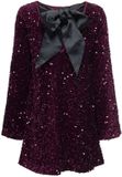 ONLY ONLANIKA SEQUINS LS BOW DRESS WVN CS Mini jurk Wijnrood