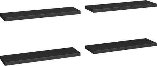 vidaXL Zwevende Wandschappen Set van 4 - Zwart