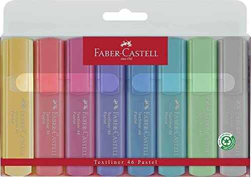 Faber-Castell Faber-Castell 154681 - Markeerstiftenset TL 1546, doos à 8, pastelkleuren, met duurzame spievormige punt, lijndikte 1 - 5 mm