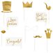 PartyDeco set de accessoires voor foto's Goud - Bruiloft - or/wit - set 30 pièces - 7-22 cm