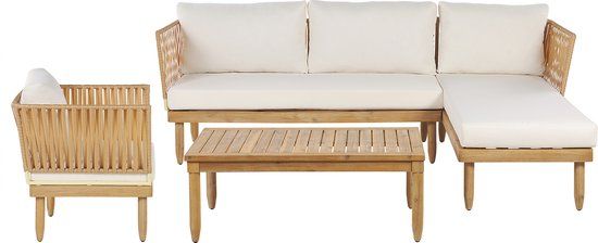 Beliani CREMONA Loungeset - 4-persoons - Acaciahout - Licht Houtkleur