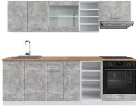 Vicco R-Line Complete keukeneenheid – 240 cm, WB Eik Beton/Wit