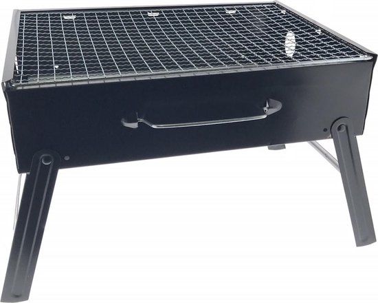 Benson Compact Charcoal BBQ - Black - 35x27x20cm - With Handle