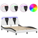 VidaXL Bedframe "Viana" met LED, zonder matras, wit en zwart, 140x190 cm