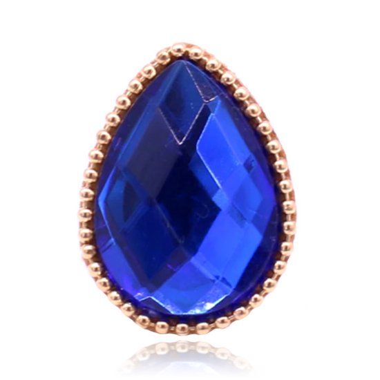 Deja Jewels Handgemaakte verstelbare ring van leer in druppelvorm met blauwe natuursteen