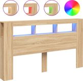 vidaXL Hoofdbord met LED 180x18,5x103,5 cm bewerkt hout sonoma eiken