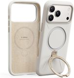 TORRAS Ostand Q Pro Silicone - Hoesje Geschikt voor Apple iPhone 17 Pro Max - Compatibel met MagSafe - 360° Draaibare Magnetische Standaard - Back Cover Kickstand Ring - Wit