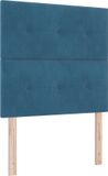 vidaXL LED Boxspringbed Donkerblauw 90 x 200 cm Fluweel