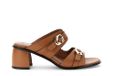 CAFèNOIR Sandales Frère effet cuir à double boucle, pour femme, couleur cuir