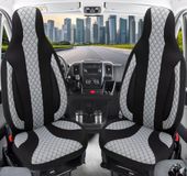 Bremer Sitzbezüge Autostoelhoezen voor Nissan Primastar BJ 2002-16 – Stoelhoezen voor bestuurder en passagier in Zwart/Grijs