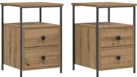 vidaXL Nachtkastjes - Set van 2 - Bewerkt Hout - Artisanaal Eikenkleurig