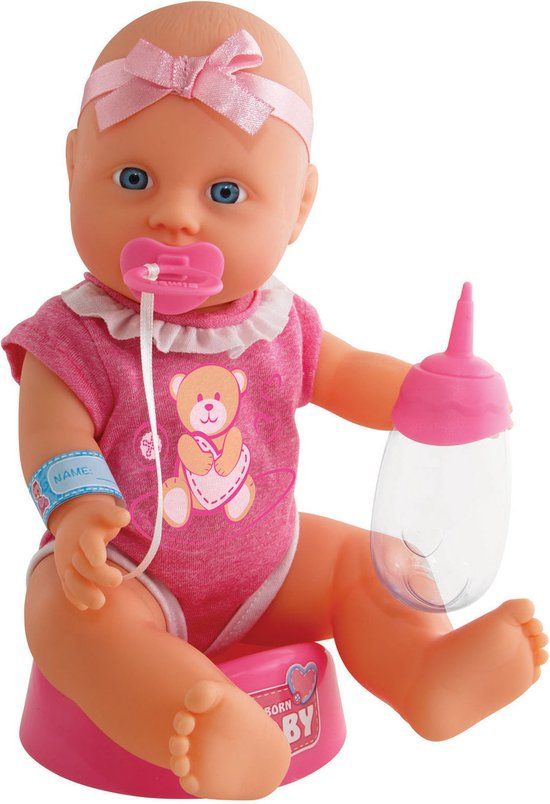 Simba New Born Baby - Cute Doll - 30cm - Drink en plasfunctie - Babypop - Roze