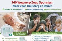 Texpol Textil Planas Oliveras S.A 240 Wegwerp Zeep-Sponsjes / Washandjes met Aloe Vera – PH 5,5 – Blauw Groen